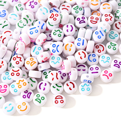 White Opaque Acrylic Beads MACR-YW0001-20F-1
