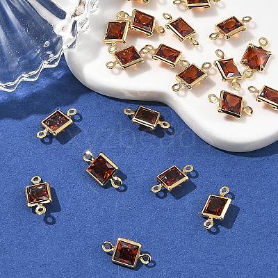 SHEGRACE Brass Pave Cubic Zirconia Square Connector Charms XGRQ2O364-440B-G-1