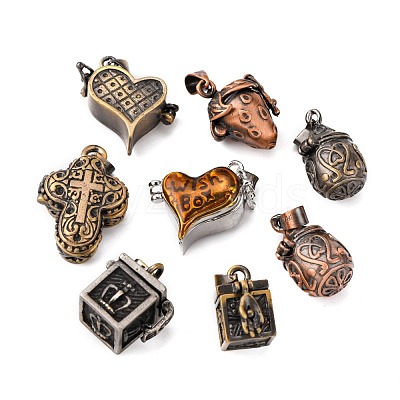 Brass Prayer Box Pendants KK-MSMC001-1-1
