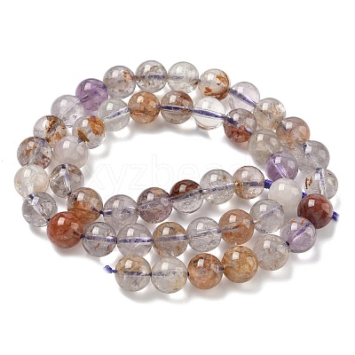 Natural Purple Phantom Quartz Purple Lodolite Quartz Beads Strands G-L644-D01-8mm-1