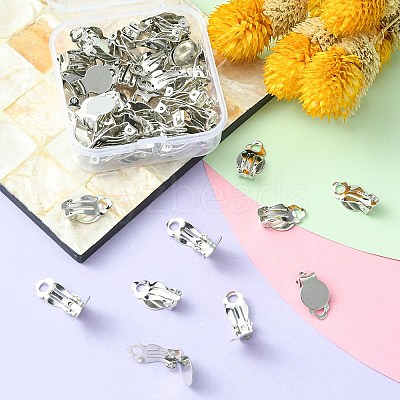 50Pcs Iron Clip-on Earring Settings IFIN-YW0003-03-1