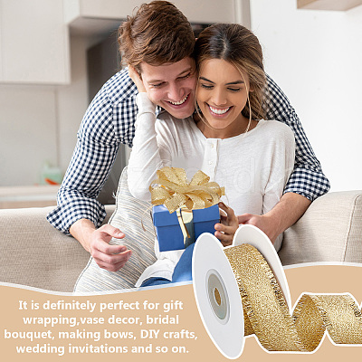 10 Yards Polyester Ribbons with Fringe Edge OCOR-WH0070-120B-1