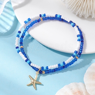 3Pcs 3 Styles Ocean Alloy Charm Bracelets Sets BJEW-MZ00338-1