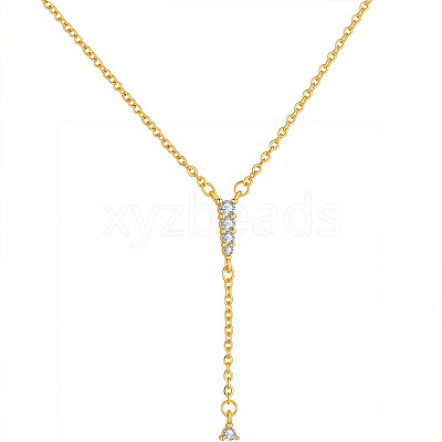 Brass Micro Pave Clear Cubic Zirconia Tassel Lariat Y Necklaces for Women WGB9A21-01-1