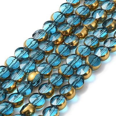 Half Plated Electroplate Transparent Glass Beads Strands EGLA-E060-02A-HP-1