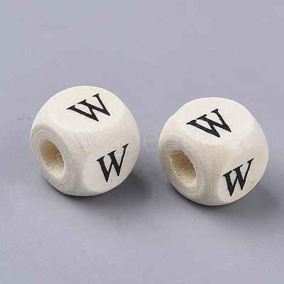 Printed Natural Wood Beads WOOD-T026-001W-1