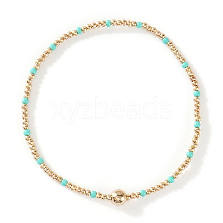 Glass Seed Beads & CCB Beads Stretch Bracelets TB4137-44-1