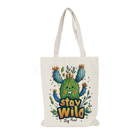 Cactus Printed Canvas Women's Tote Bags ABAG-L018-E03-1