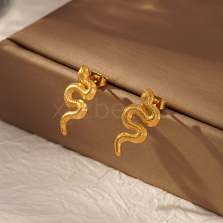 Elegant Stainless Steel Snake Stud Earrings QD7149-1