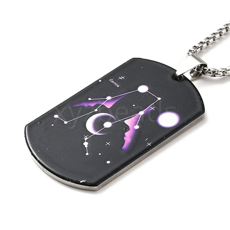 Non-Tarnish 201 Stainless Steel Rectangle with Constellations Pendant Necklace for Women NJEW-G015-01E-1