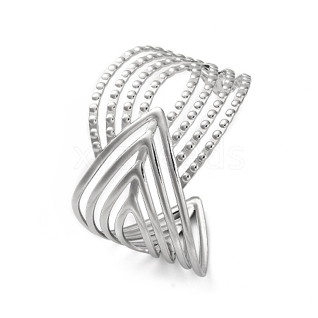 304 Stainless Steel Chevron Cuff Bnagles for Women BJEW-G729-02P-1