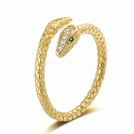 Brass Micro Pave Cubic Zirconia Cuff Rings for Women PW-WG4DDE5-02-1