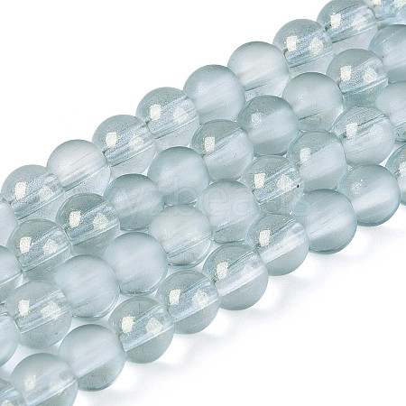 Frosted Transparent Glass Bead Strands GLAA-P065-6mm-10-1