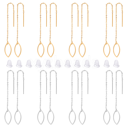 8 Pairs 4 Colors 304 Stainless Steel Ear Thread EJEW-UN0002-03-1