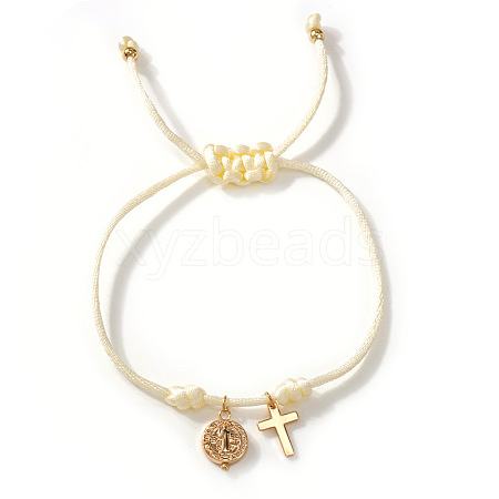Adjustable Brass Religion Cross Virgin Charm Nylon Cord Braided Bracelets GY3057-6-1