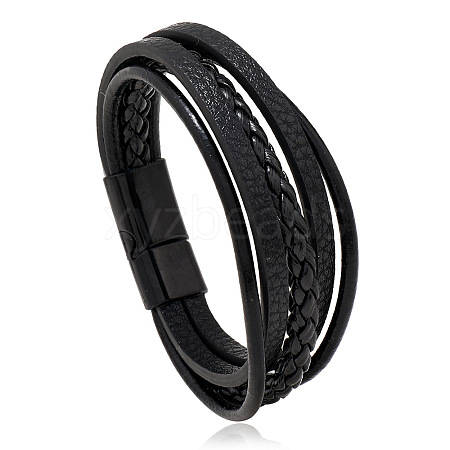 Retro Minimalist Leather Magnetic Clasp Bracelet for Men - Trendy European and American Style Jewelry ST6780966-1