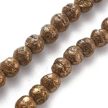 Electroplated Natural Lava Rock Beads Strands G-A251-D01-01G-1