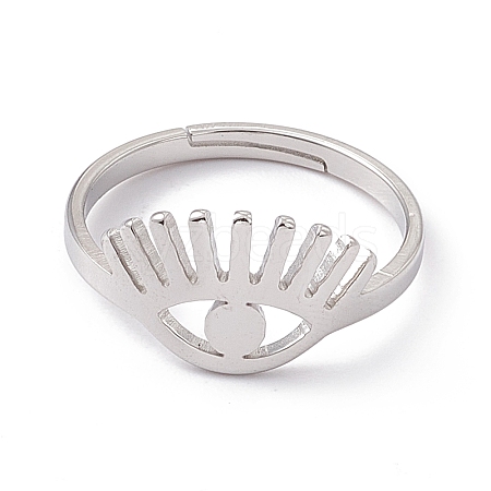Non-Tarnish 201 Stainless Steel Evil Eye Adjustable Ring for Women RJEW-K238-13P-1