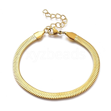 Unisex 304 Stainless Steel Herringbone Chain Bracelets X-BJEW-O177-01B-G-1