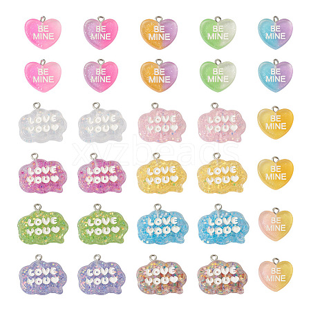 Cheriswelry 30Pcs 15 Styles Transparent Resin Pendants RESI-CW0001-21-1