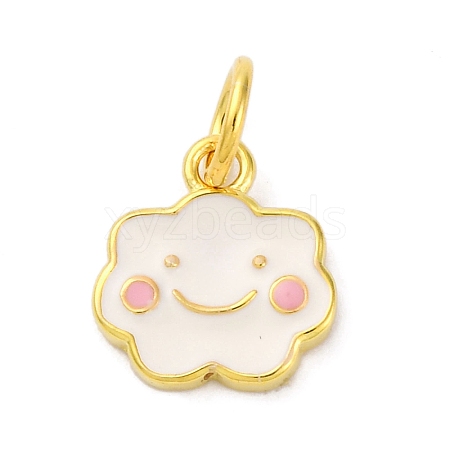 925 Sterling Silver White and Pink Enamel Smiling Face Cloud Charms STER-D303-03G-1