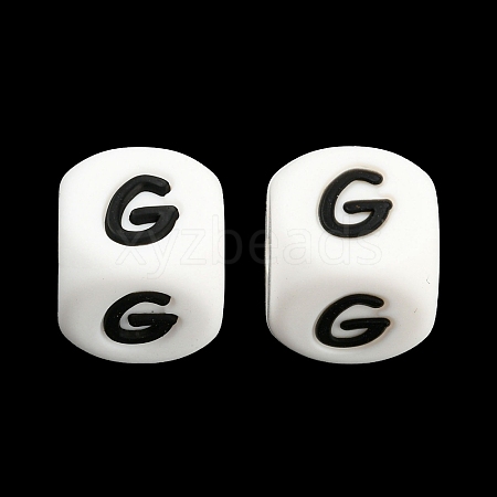 20Pcs White Cube Letter Silicone Beads 12x12x12mm Square Dice Alphabet Beads with 2mm Hole Spacer Loose Letter Beads for Bracelet Necklace Jewelry Making JX432G-1