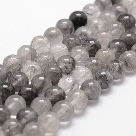 Natural Cloudy Quartz Beads Strands G-G735-37-6mm-1