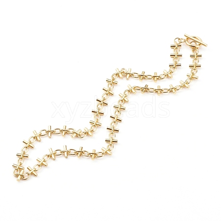 Brass Bar Link Chain Necklaces NJEW-JN03355-1