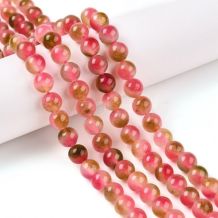 Dyed Natural White Jade Beads Strands G-T138-8mm-210-37-1