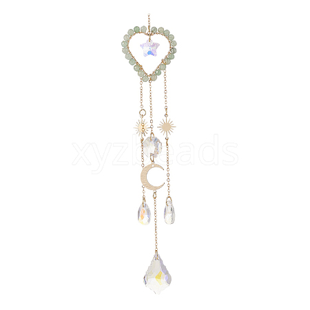 Glass Teardrop & Star Window Hanging Suncatchers HJEW-JM00905-04-1