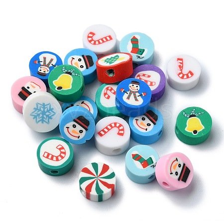 Christmas Theme Handmade Polymer Clay Beads CLAY-M005-03-1