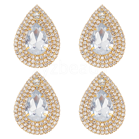 MAYJOYDIY US 4Pcs Brass Rhinestone Shoe Decorations FIND-MA0001-02A-1