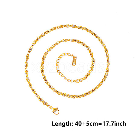 3MM Unisex 304 Stainless Steel Rope Chains Necklaces LM7295-2-1