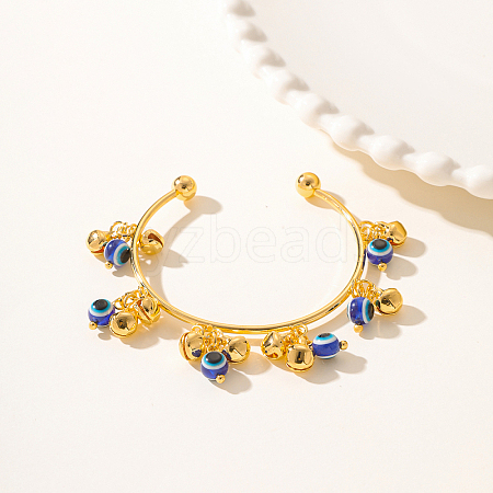 Golden Element Bell Handmade Lampwork Evil Eye Cuff Bangle for Women's Daily Party YH4756-1-1