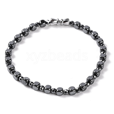 Faceted Round & Cube Synthetic Non-Magnetic Hematite Beaded Bracelets for Women BJEW-Q345-05-1