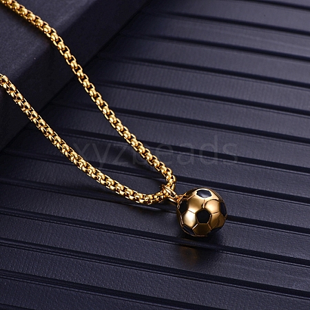 Titanium Steel Enamel Football Pendant Necklace with Box Chains PW-WG87622-01-1