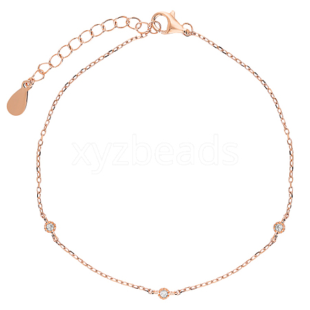 925 Sterling Silver Cubic Zirconia Link Anklets for Women TL9356-1