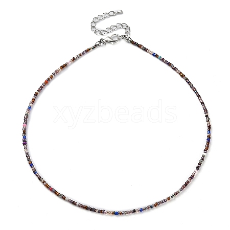 Glass Beaded Necklace NJEW-Z029-05L-1