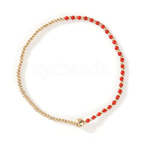 Glass Seed Beads & CCB Beads Stretch Bracelets TB4137-48-1