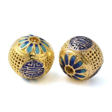 Rack Plating Brass Enamel Beads KK-P276-22C-G-1