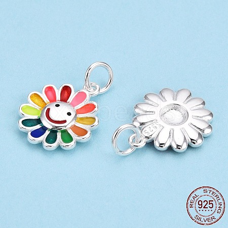 925 Sterling Silver Enamel Charms X-STER-T004-07S-1