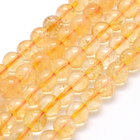 Natural Citrine Beads Strands X-G-P335-11-8mm-A-1