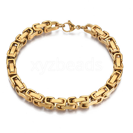 Ion Plating(IP) 201 Stainless Steel Byzantine Chain Bracelet for Men Women BJEW-S057-89A-01-1