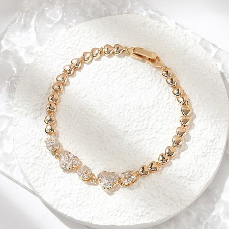 Brass Micro Pave Cubic Zirconia Link Chain Bracelets KK-R217-38G-1