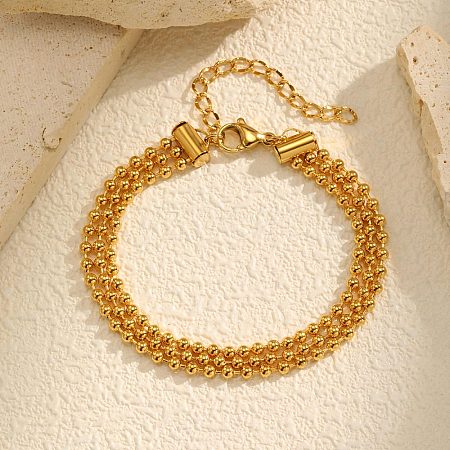 304 Stainless Steel Ball Chain Multi-strand Bracelets BJEW-C128-01B-1