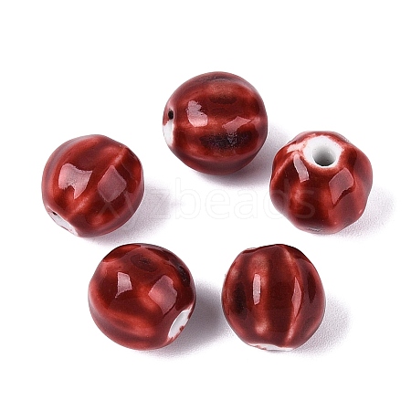 Vintage Porcelain Corrugated Beads PORC-N013-11P-1