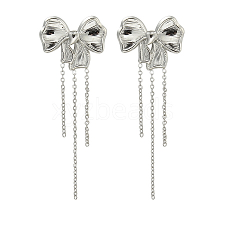 Non-Tarnish 304 Stainless Steel Chain Tassel Stud Earrings EJEW-G400-06P-1