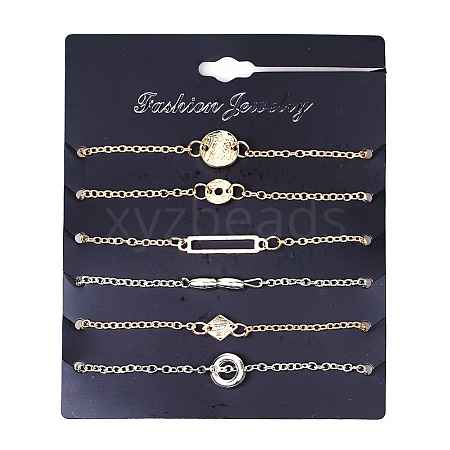 6Pcs 6 Styles Iron Alloy Link Bracelets Set JJ5494-7-1