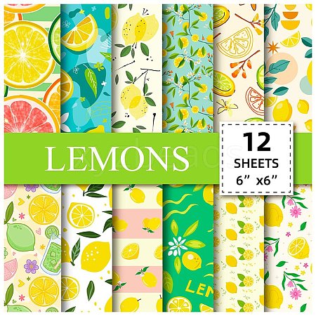 12 Sheets Lemon Scrapbook Paper Pad PW-WGA384B-01-1