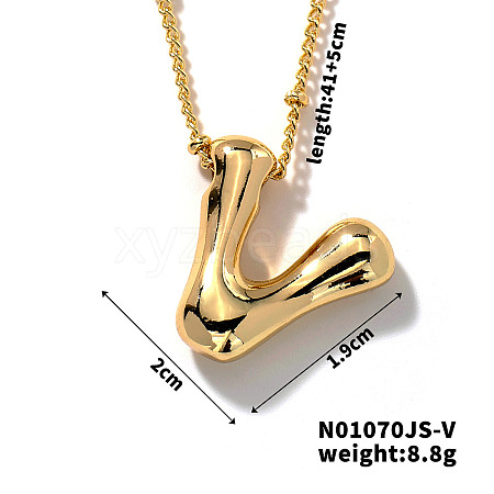 Simple and Stylish Brass Letter Pendant Necklaces for Women Men GF2554-22-1